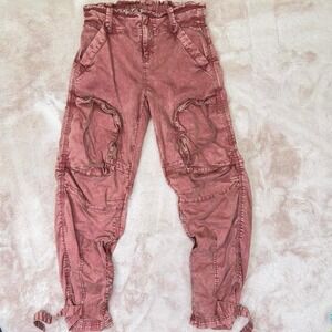 Free People utility cargo pants in a rare dusty rose mineral wash